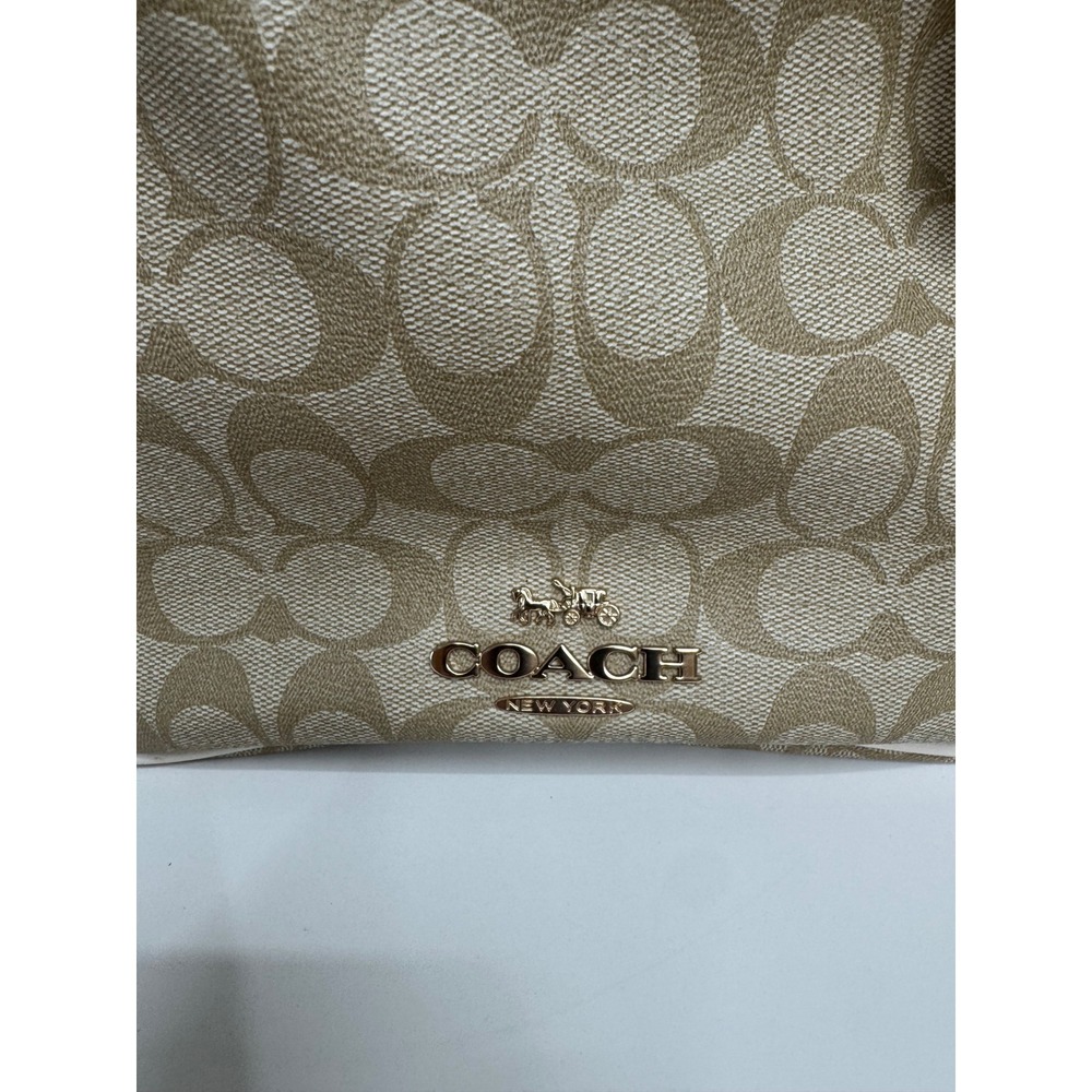 Coach C8152 Signature Canvas Mollie Tote 25 Khaki Chalk‎ Gold Chain Shoulder Bag - Picture 3 of 16